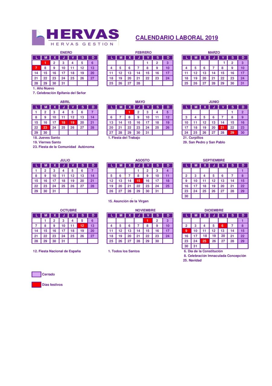 Calendario Laboral Burgos 2019