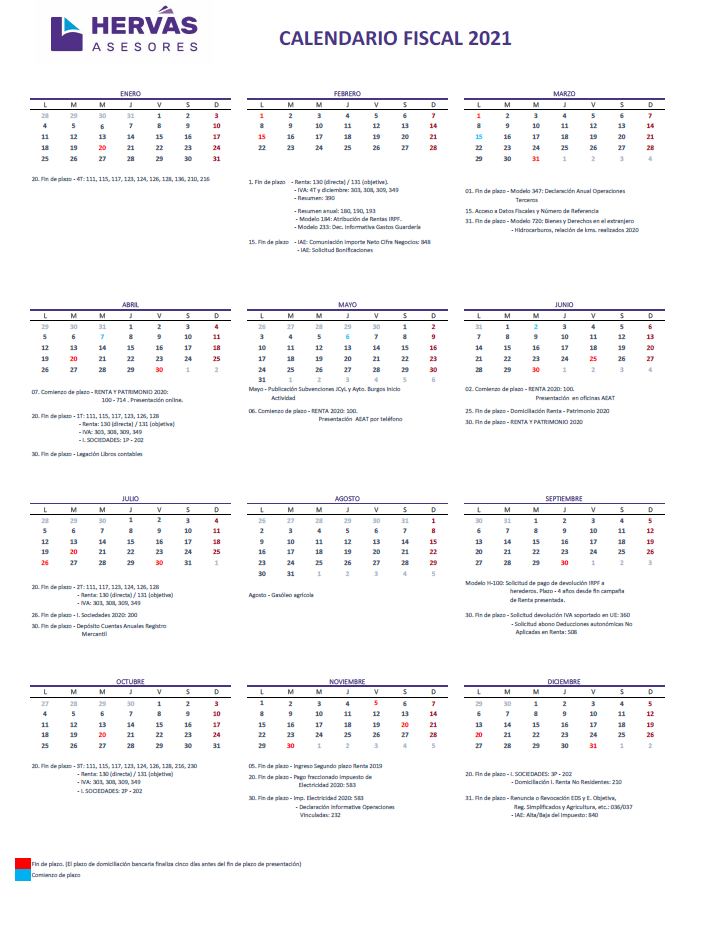 Calendario Obligaciones Fiscales 2021