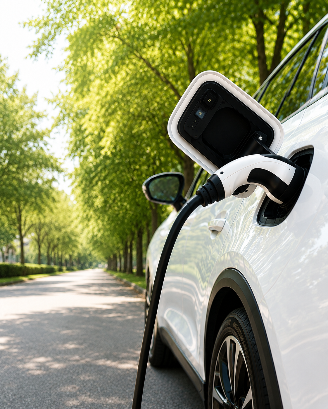 Coche eléctrico cargando para el Programa Auto+ 2026