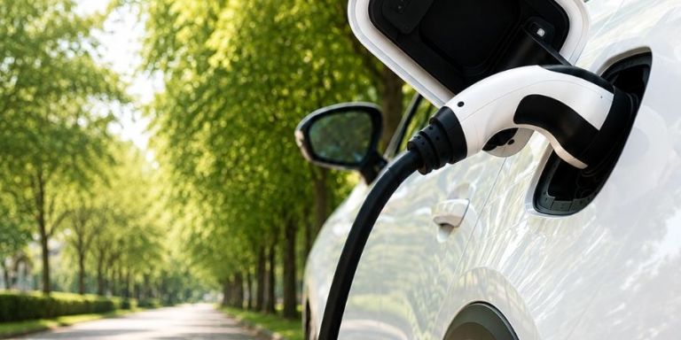 Coche eléctrico conectado a un punto de recarga